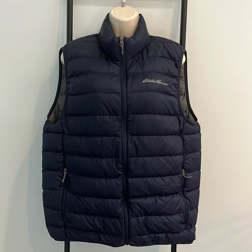 Eddie Bauer Blue Cirrus Lite Down Vest Full Zipper Men Size M